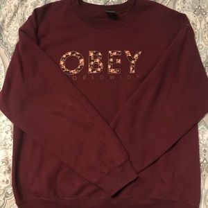 Maroon Obey Crewneck Swearshirt. $30 OBO